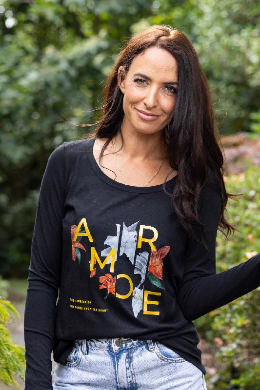 Carter Long Sleeve Top Black Amore