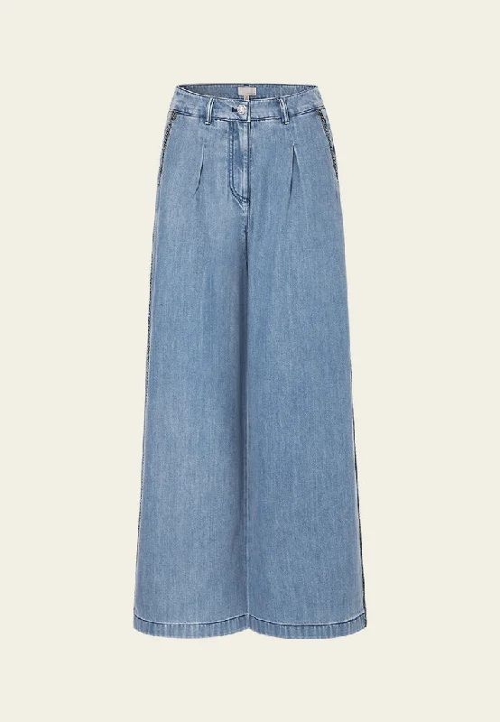 High Waist Pleated Wide-leg Jeans