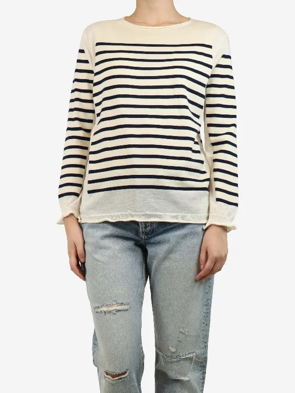 Cream striped wool top - size S