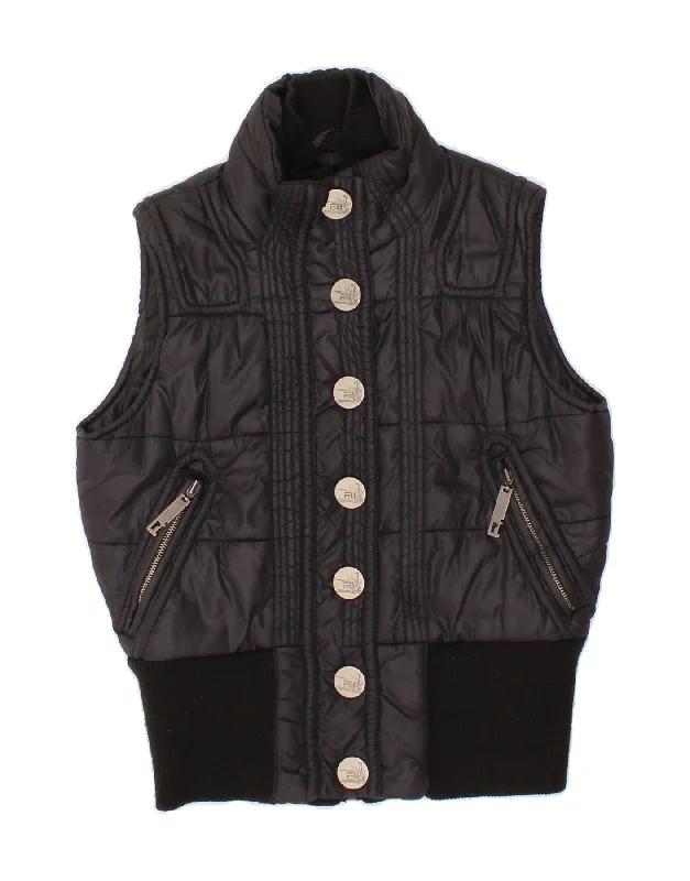 RIVER ISLAND Womens Padded Gilet UK 10 Small Black Polyester